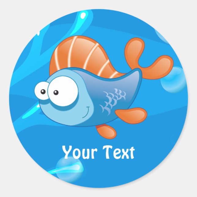 Ocean Aquatic Funny Fish Anpassningsbar Sticker Runt Klistermärke (Framsida)