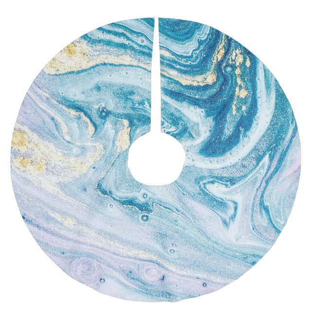 Ocean Art: Marble Agate Swirls. Julgransmatta Borstad Polyester (Framsidan)