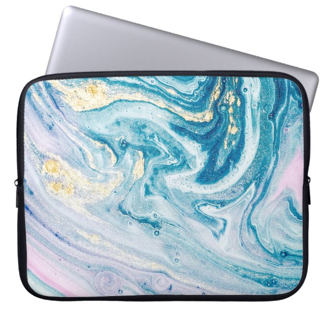 Ocean Art: Marble Agate Swirls. Laptop Fodral (Framsidan)