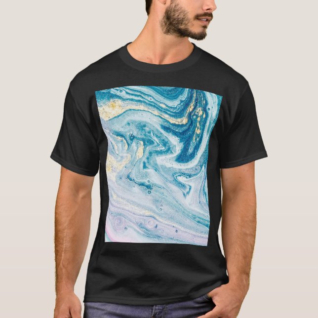 Ocean Art: Marble Agate Swirls. T Shirt (Framsida)