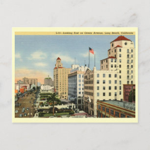Ocean Ave., Long Beach, California Vintage Vykort