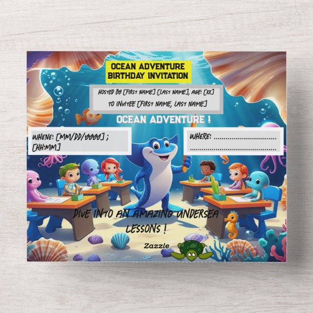Ocean Äventyr Classroom Birthday - Flat card (Framsida)