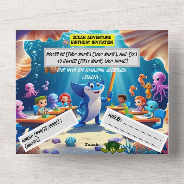 Ocean Äventyr Classroom Birthday - Flat card (Framsida)