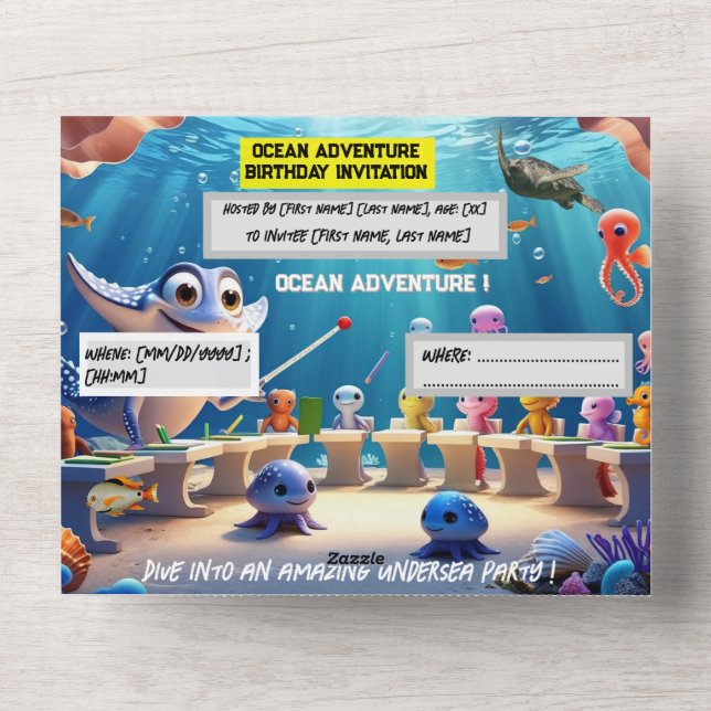 Ocean Äventyr Classroom Birthday - Flat card (Framsida)