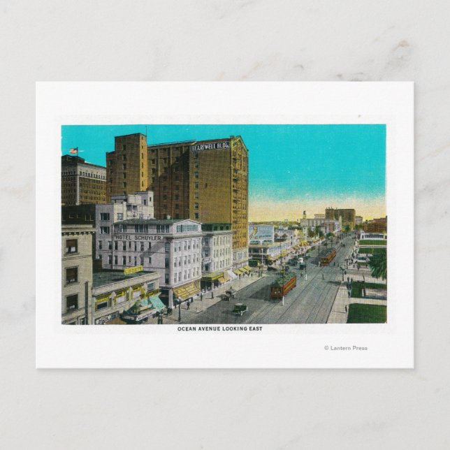 Ocean Avenue Tittar Öster, Long Beach Vykort (Framsida)