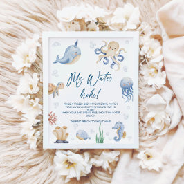 Ocean Baby Shower My Vatten Fattig Game Sign Poster