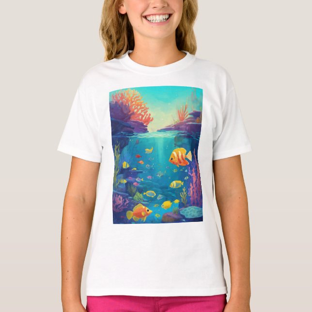 "Ocean Ballet: Fish in Rörelse" T Shirt (Framsida)