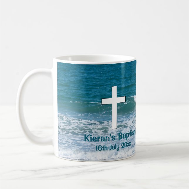 Ocean Baptism Keepsaké Frosted Glass Coffee Mugg (Vänster)