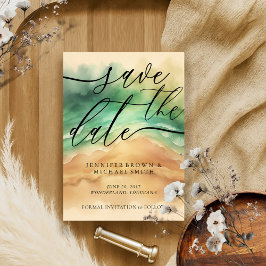 Ocean Beach-Anpassningsbarna Namnteckning Grönt So Spara Datumet