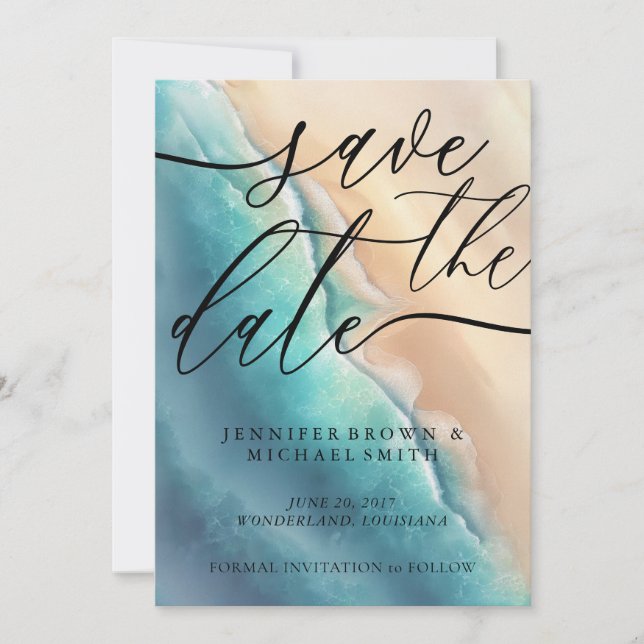 Ocean Beach-Anpassningsbarna Namnteckning Spara Datumet (Framsida)