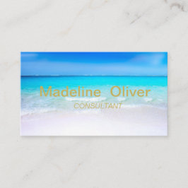 Ocean Beach Aqua Blue Sea Travel Modern Guld Visitkort