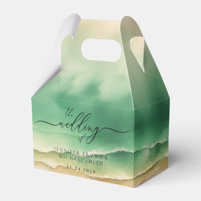 Ocean Beach Blått Vattenfärg Sommar Sol Presentaskar (Framsidan Sidan)