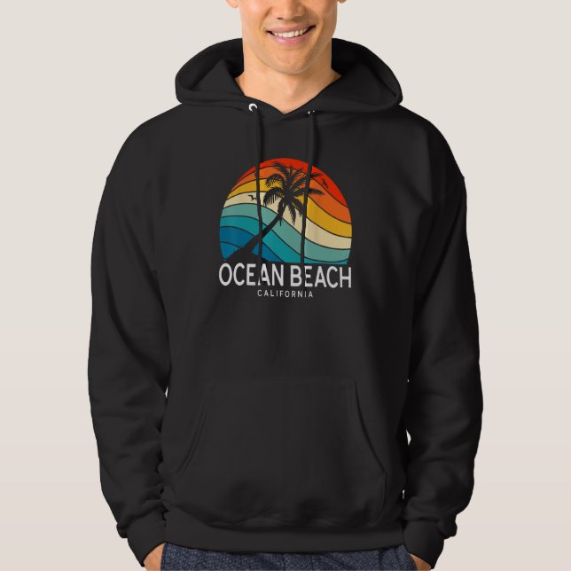 Ocean Beach California Tropical Beach Palm Tree So Hoodie (Framsida)