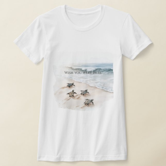 Ocean Beach Coast Sea Turtles T Shirt (Laydown)