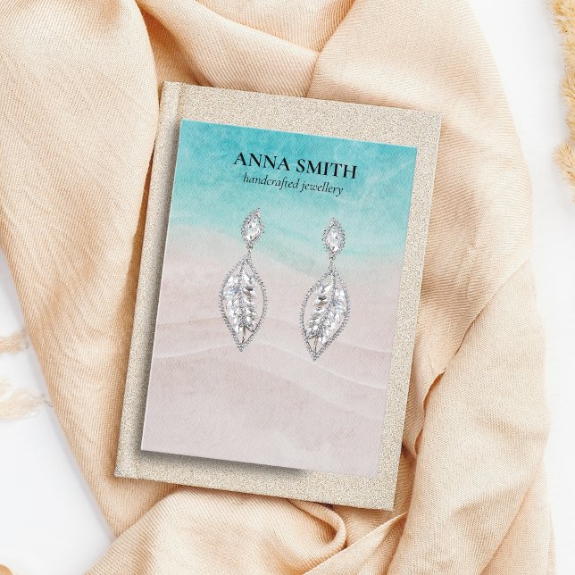 Ocean Beach Coastal Modern Stud Earring Visning Visitkort (Skapare uppladdad)