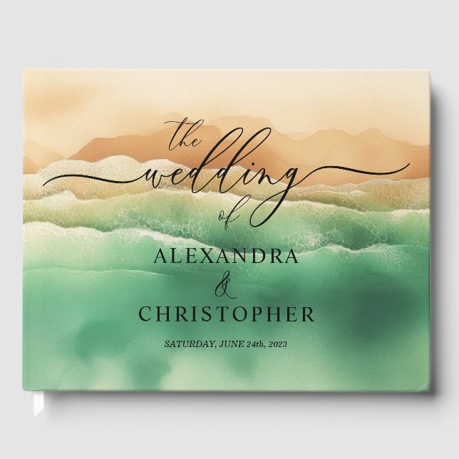 Ocean Beach Cute Namnteckning sommaren Sol Gästböcker (Framsida)