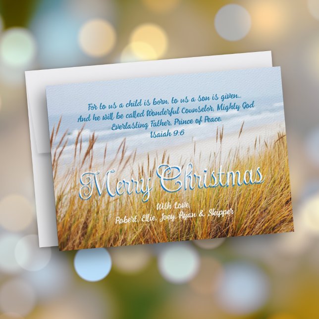 Ocean Beach Dunes God jul Christian Cards Inbjudningar (Skapare uppladdad)