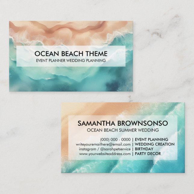 Ocean Beach Event Planning Party Visitkort (Fram/baksida)