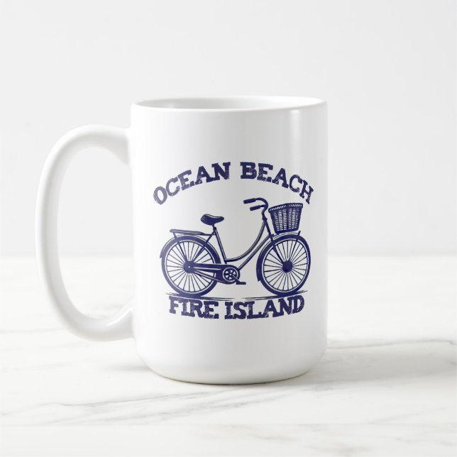 OCEAN BEACH Fire Island cykel sommar Long Island N Kaffemugg (Vänster)