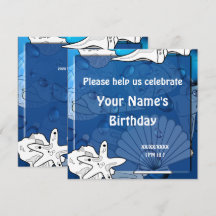 Ocean Beach Födelsedagsfest Seashell Anpassningsba