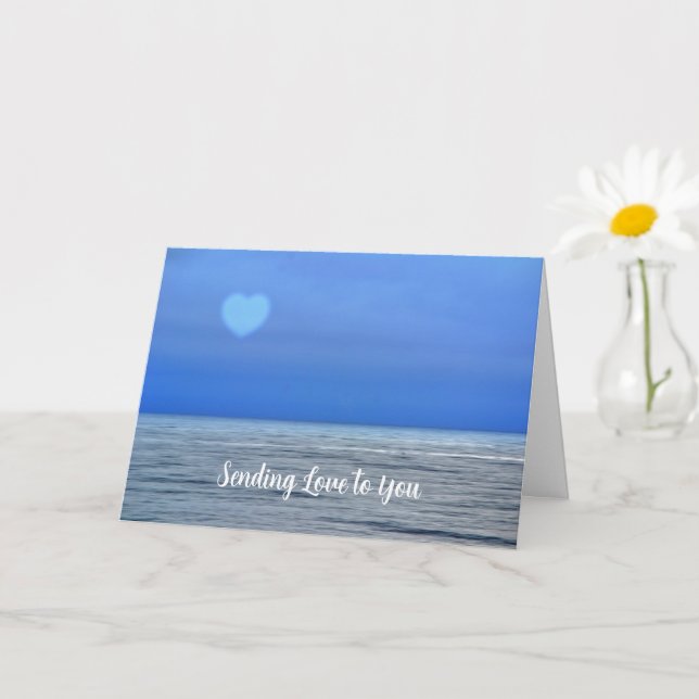Ocean Beach Heart Sending Kärlek Art Note Card Kort (Liten växt)