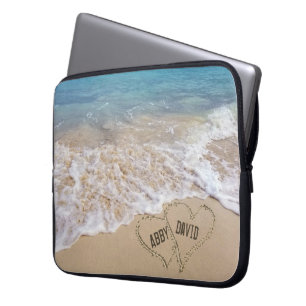 Ocean Beach Hearts med Namn Laptop Fodral