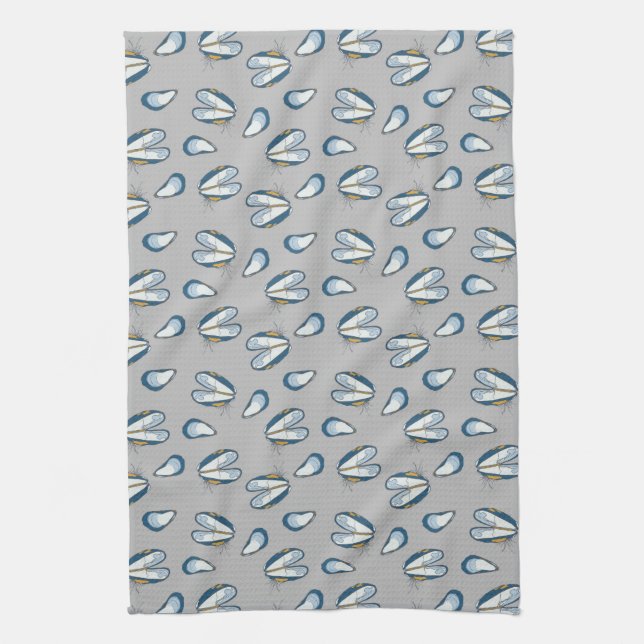Ocean Beach Mussel Shells- Grey Kökshandduk (Vertikal)