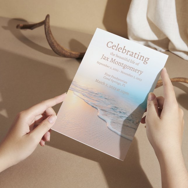 Ocean Beach Photo Funeral Firande of Life Inbjudningar (Skapare uppladdad)