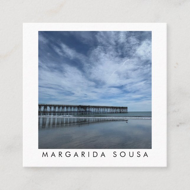Ocean Beach Pier Blue Photo Travel Turism Fyrkantigt Visitkort (Framsida)