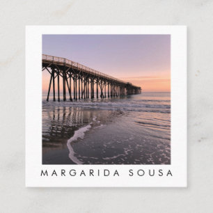 Ocean Beach Pier Sunset Photo Travel Turism Fyrkantigt Visitkort