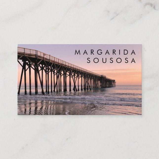 Ocean Beach Pier Sunset Photo Travel Turism Visitkort (Framsida)