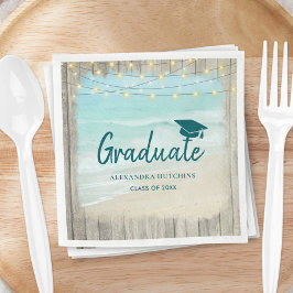 Ocean Beach Rustic Wood Ljus Student Party Pappersservett