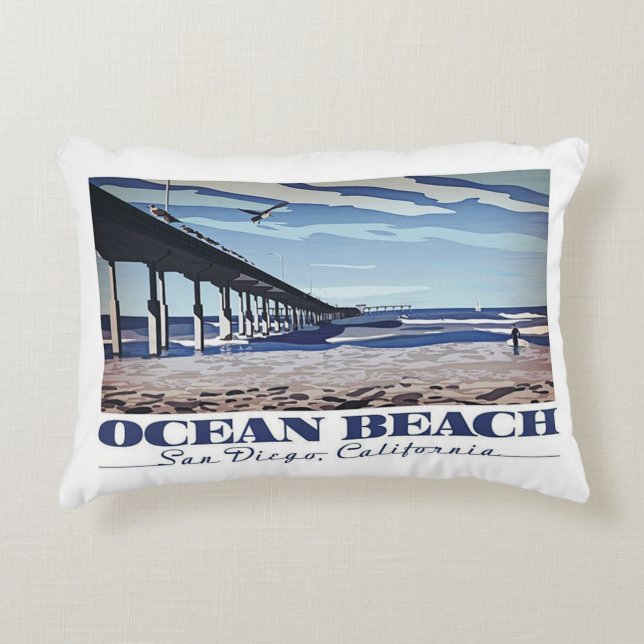 Ocean Beach, San Diego, Kalifornien Prydnadskudde (Framsidan)