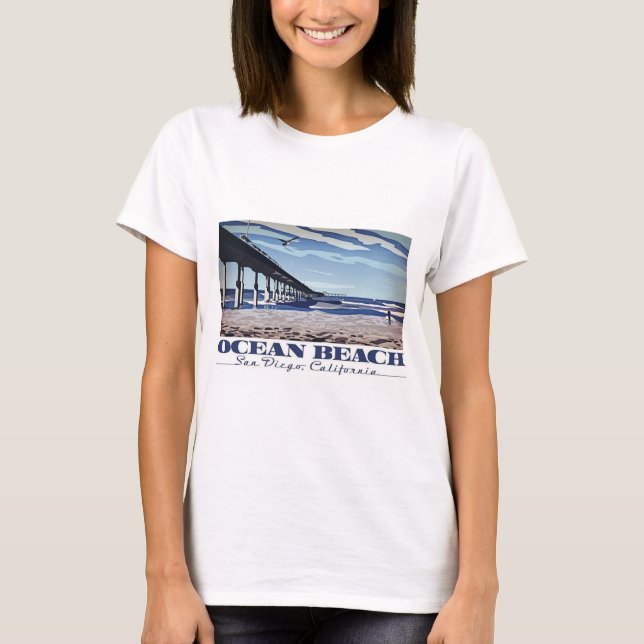 Ocean Beach, San Diego, Kalifornien T-shirt (Framsida)