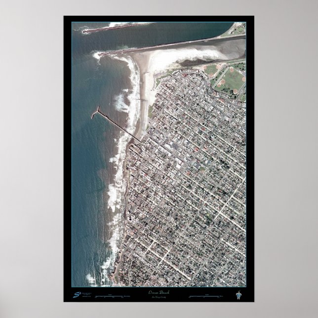 Ocean Beach San Diego Kaliforniens satellitbaserad Poster (Framsidan)