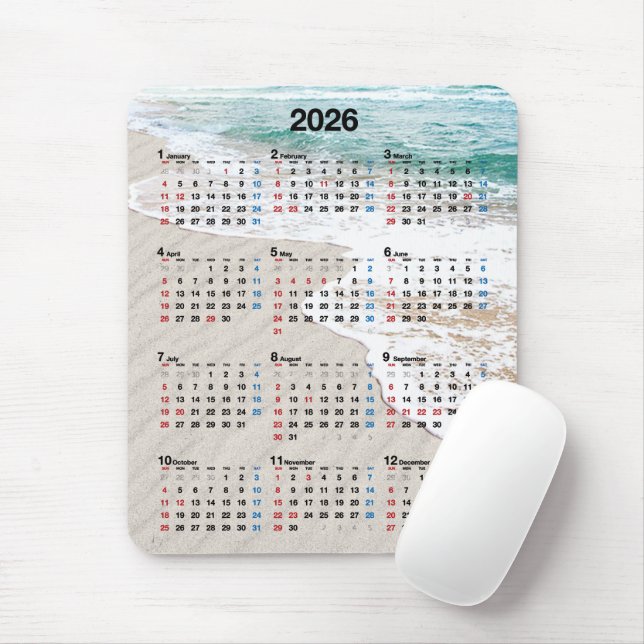 Ocean Beach Sand 2026 Kalender  Musmatta (Med mus)