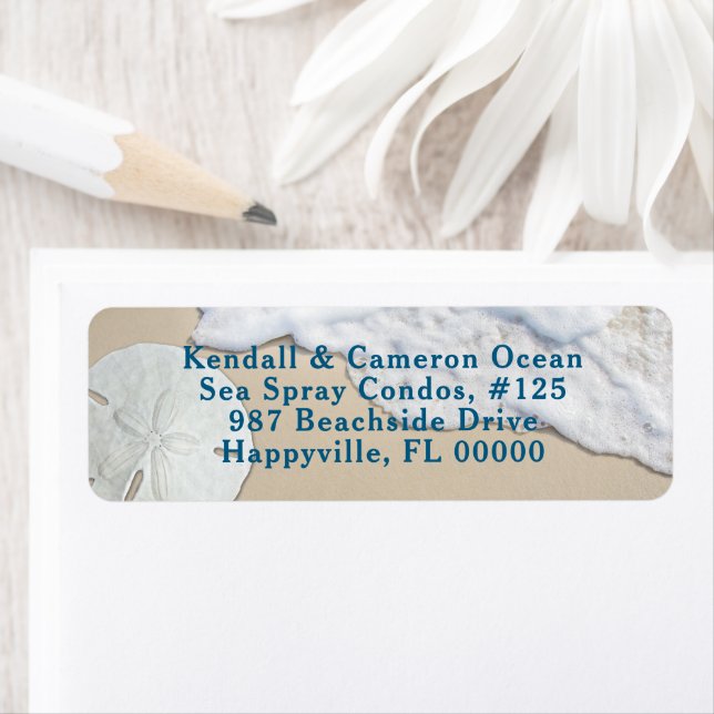 Ocean Beach Sand Dollar-Returetiketter Returadress Etikett (Insitu)
