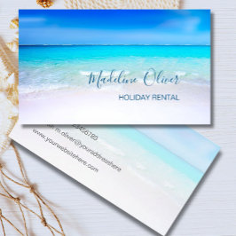 Ocean Beach Sea Helgdag Rental Aqua Blue Snyggt Visitkort