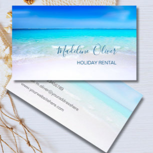 Ocean Beach Sea Helgdag Rental Aqua Blue Snyggt Visitkort