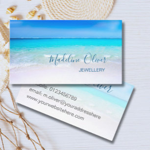 Ocean Beach Sea Jewelry Aqua Blue Snyggt Visitkort