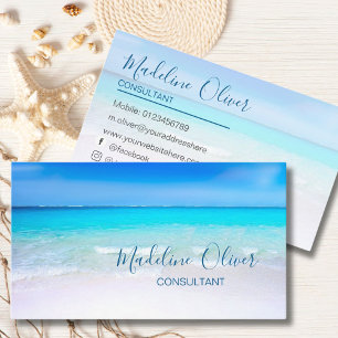 Ocean Beach Sea Social Media Travel Aqua Blue Visitkort