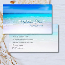 Ocean Beach Sea Social Media Travel Aqua Blue Visitkort