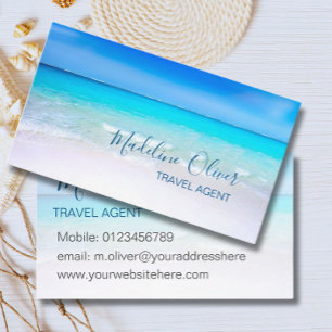 Ocean Beach Sea Travel Agent Blue Snyggt Visitkort