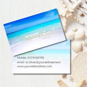Ocean Beach Sea Travel Aqua Blue Modern Visitkort