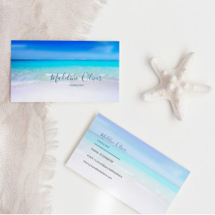 Ocean Beach Sea Travel Aqua Blue Modern Visitkort