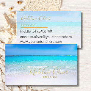Ocean Beach Sea Travel Aqua Blue Modern Visitkort