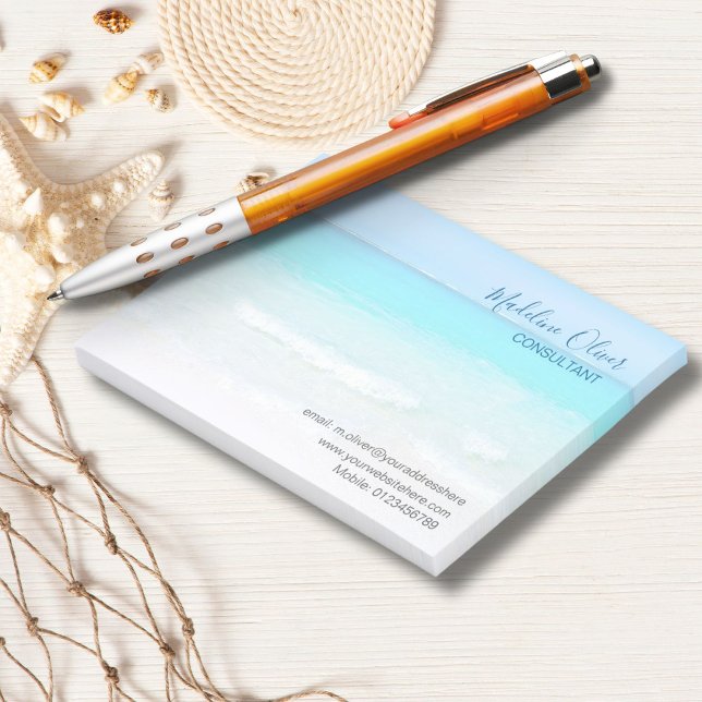 Ocean Beach Sea Travel Aqua Blue Snyggt Post-it Block (Skapare uppladdad)