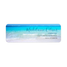 Ocean Beach Sea Travel Aqua Blue Snyggt Returadress Etikett