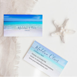 Ocean Beach Sea Travel Aqua Blue Snyggt Visitkort