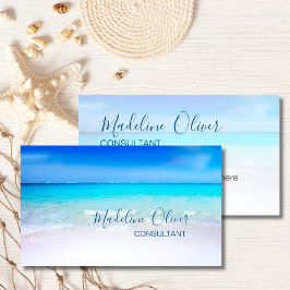 Ocean Beach Sea Travel Aqua Blue Snyggt Visitkort